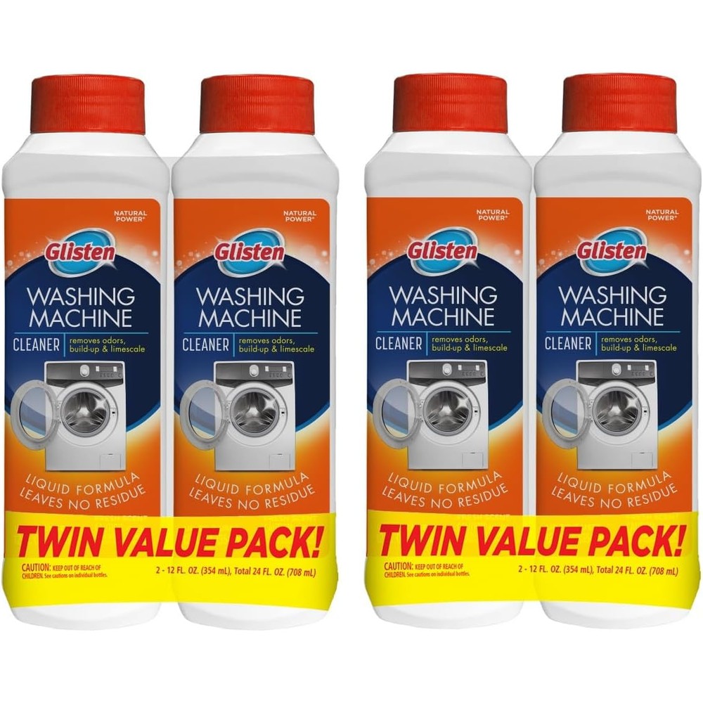 Glisten Washer Magic 4 Bottle Pack front view washing machine cleaner