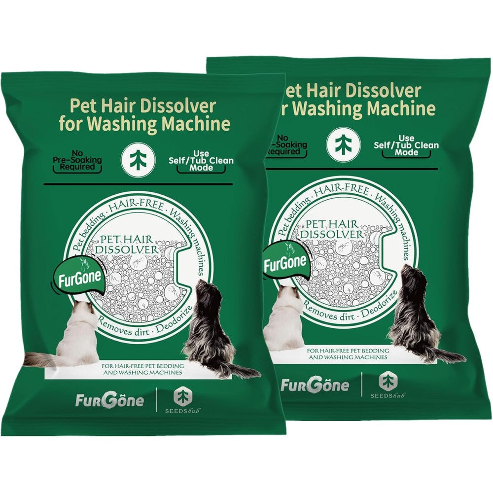Seedshub Furgone Pet Hair Dissolver 2 sachets front view showing packaging details.