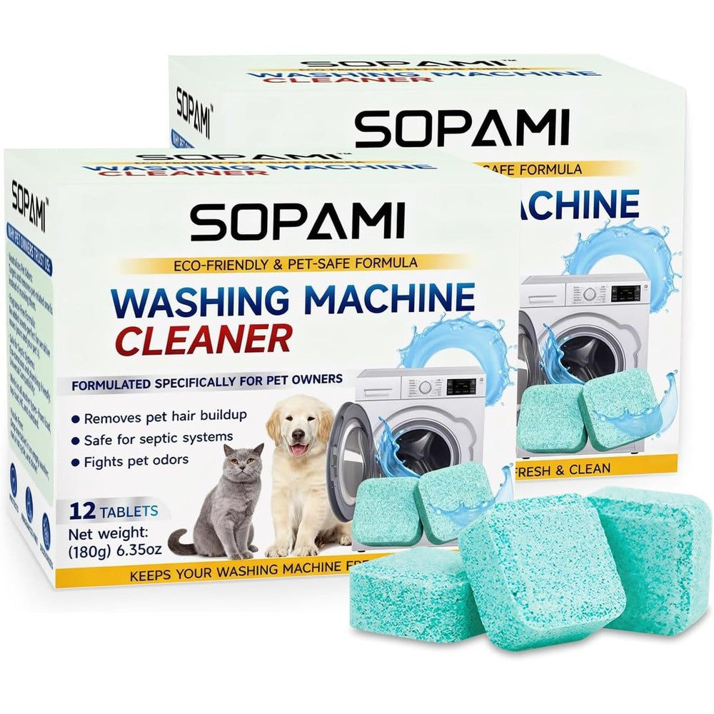 Sopami washing machine cleaner tablets 24 pack box front view