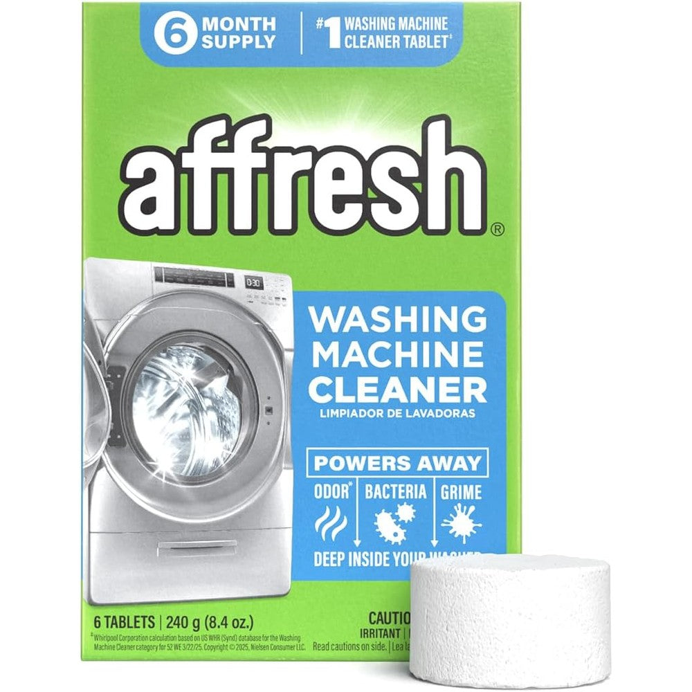 Affresh Washing Machine Cleaner 6 tablet pack front view for drum cleaning.