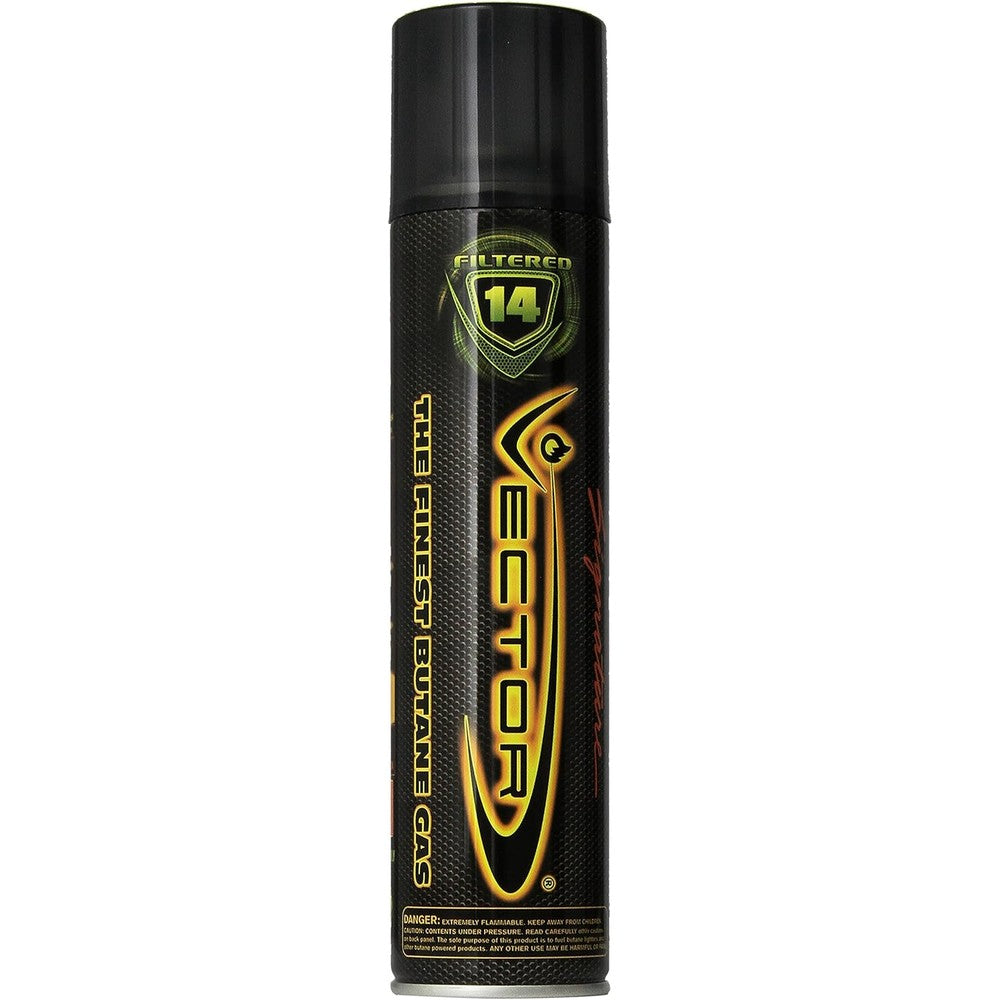 Vector KGM Quintuple Refined Butane Fuel 3 Pack front view premium lighter refill.