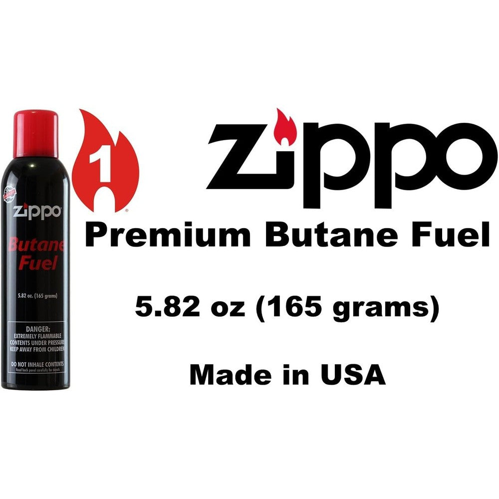 Zippo Premium Butane Gas Fuel large canister front view for refillable lighters.