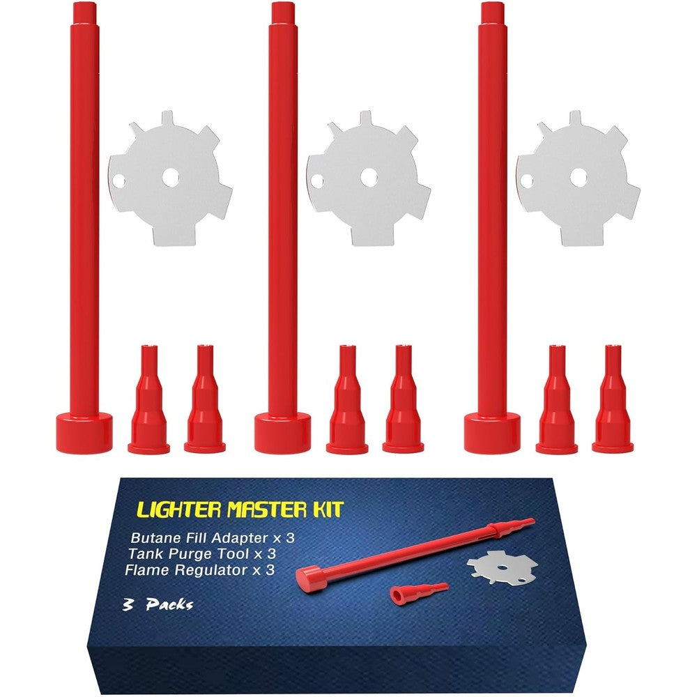 FYZZAREL Lighter Master Kit nine piece professional butane refill adapter tools front view
