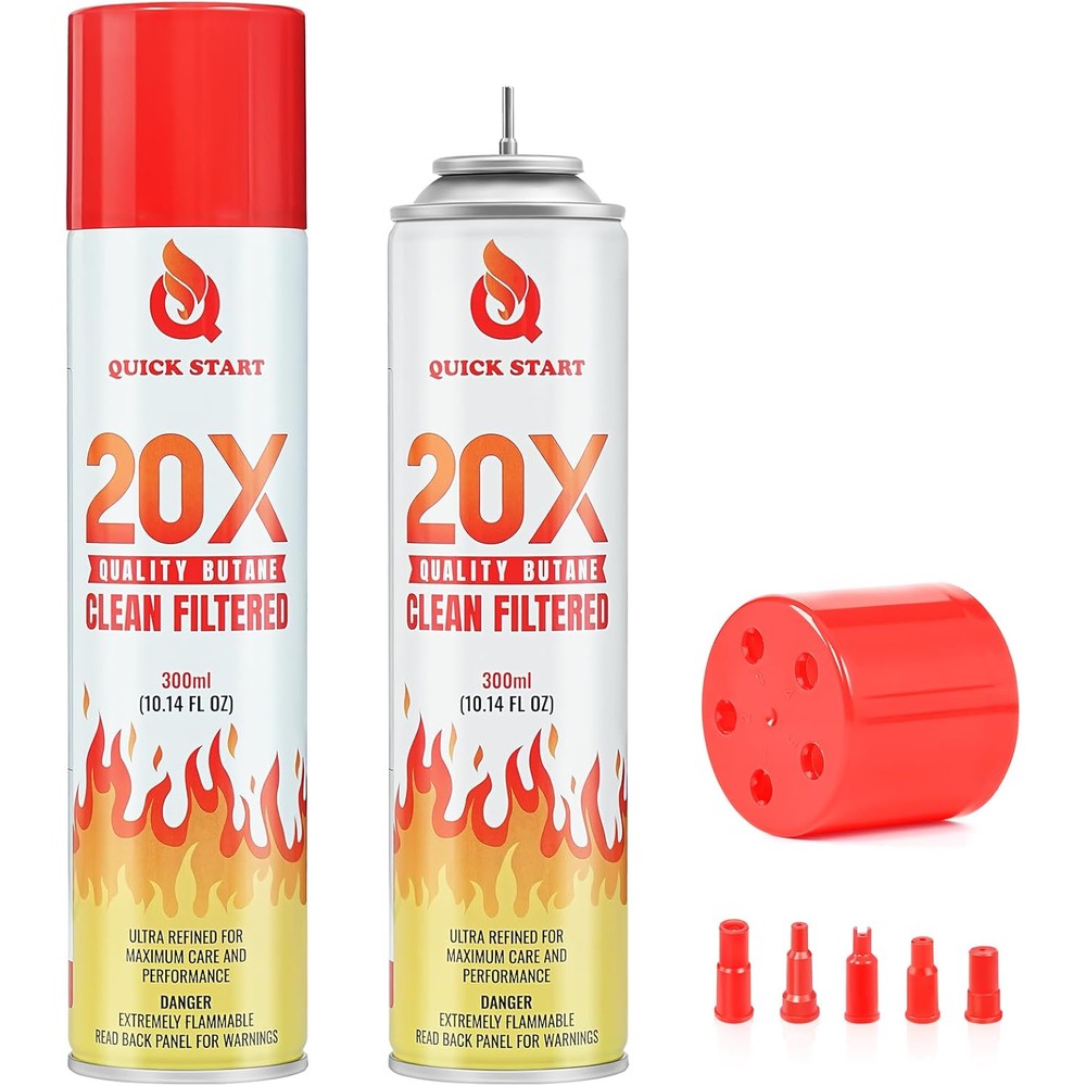 National Standard universal butane fuel refill pack front view showing two metal canisters