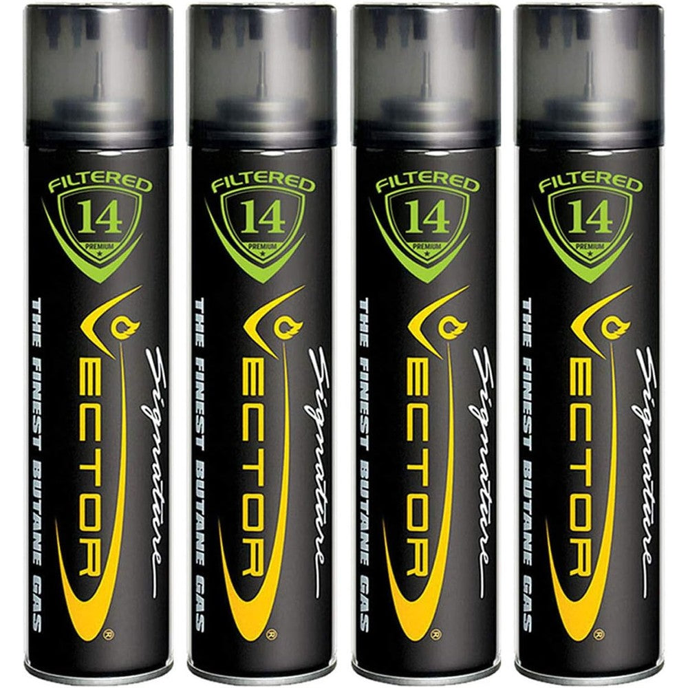 Vector KGM 14x Filtered Premium Refined Butane Gas Refill four pack front view