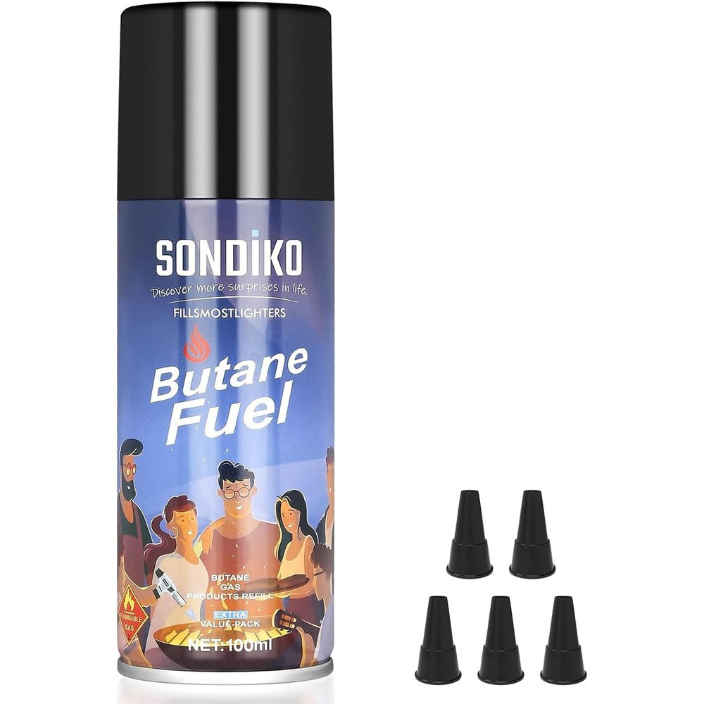 Sondiko Butane Refill 100ml canister front view for lighter gas