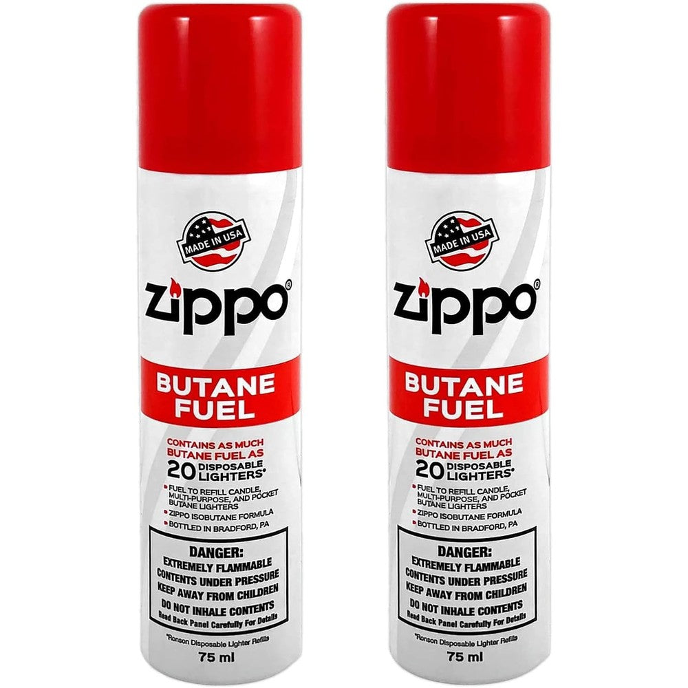 Zippo Premium Butane Fuel 42 gram canister front view for lighter refilling.