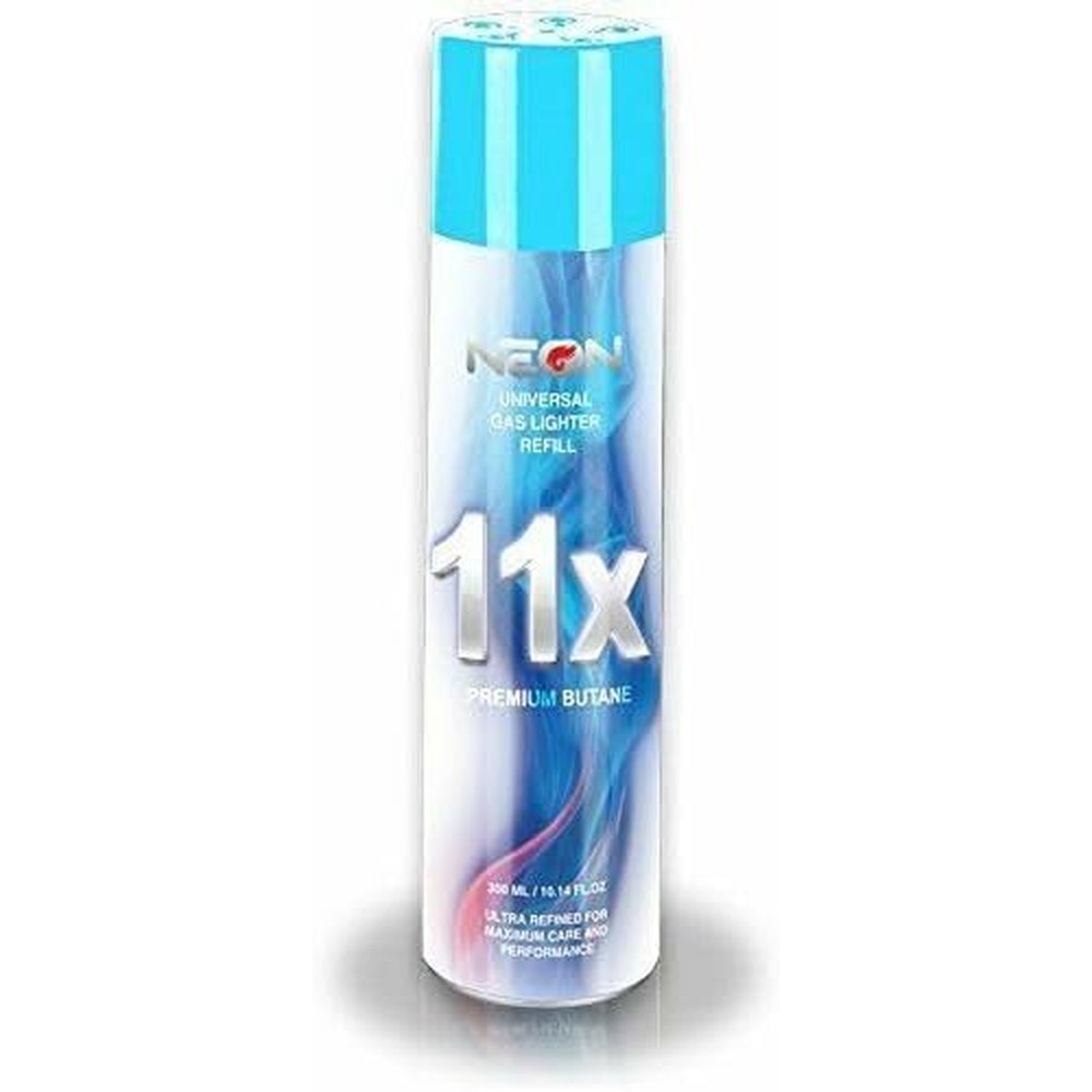 Neon 11X Ultra Refined Butane 300ml bottle front view universal gas refill.