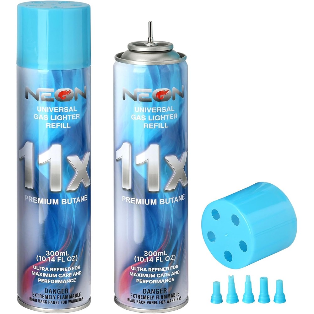 NEON butane fuel refill premium lighter fluid front view