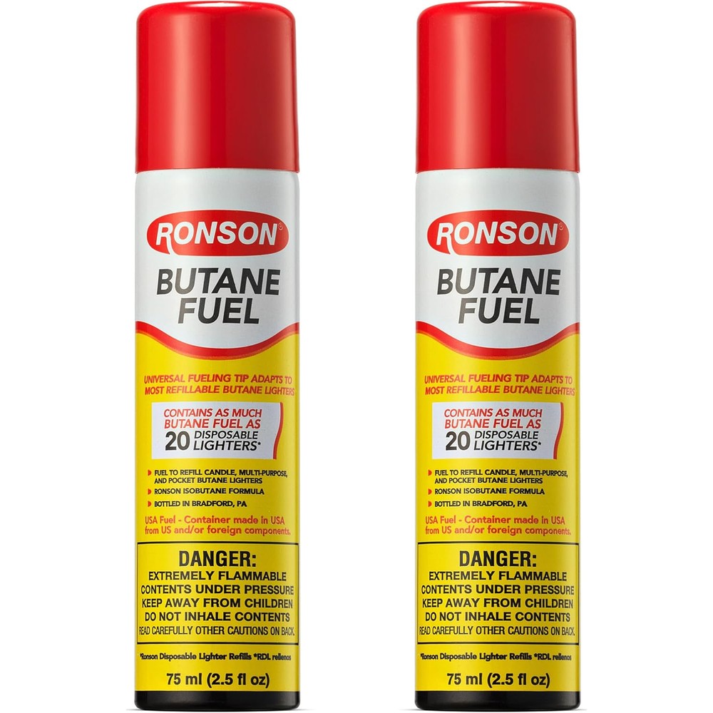 Ronson Multi-Fill Ultra Butane Fuel pack of 2 front view universal lighter refill