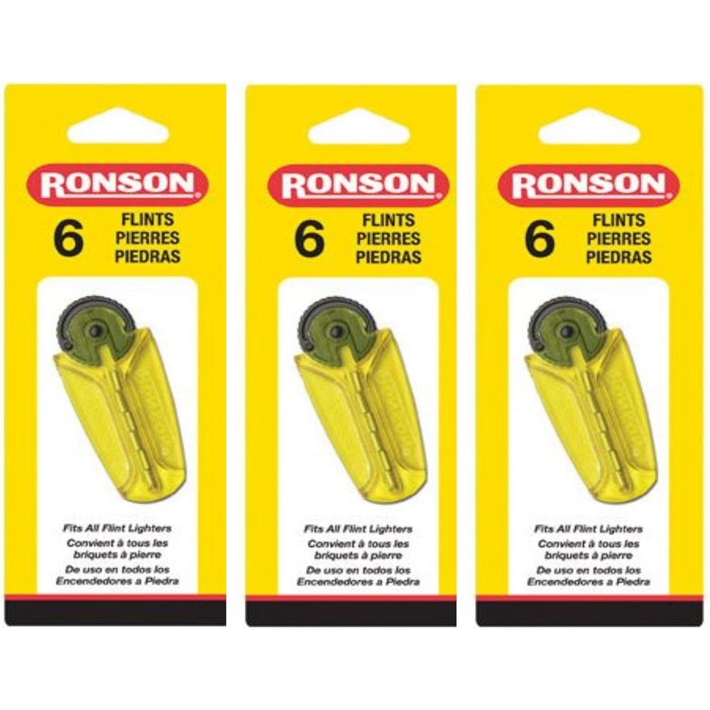 Ronson 1206-144 Lighter Flint three pack front view authentic replacement spark stones.