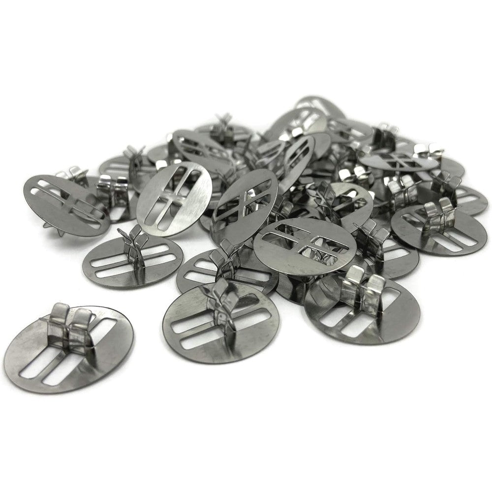 Hemlock Park Universal Wood Wick Clips front view of silver metal sustainer tabs for candlemaking
