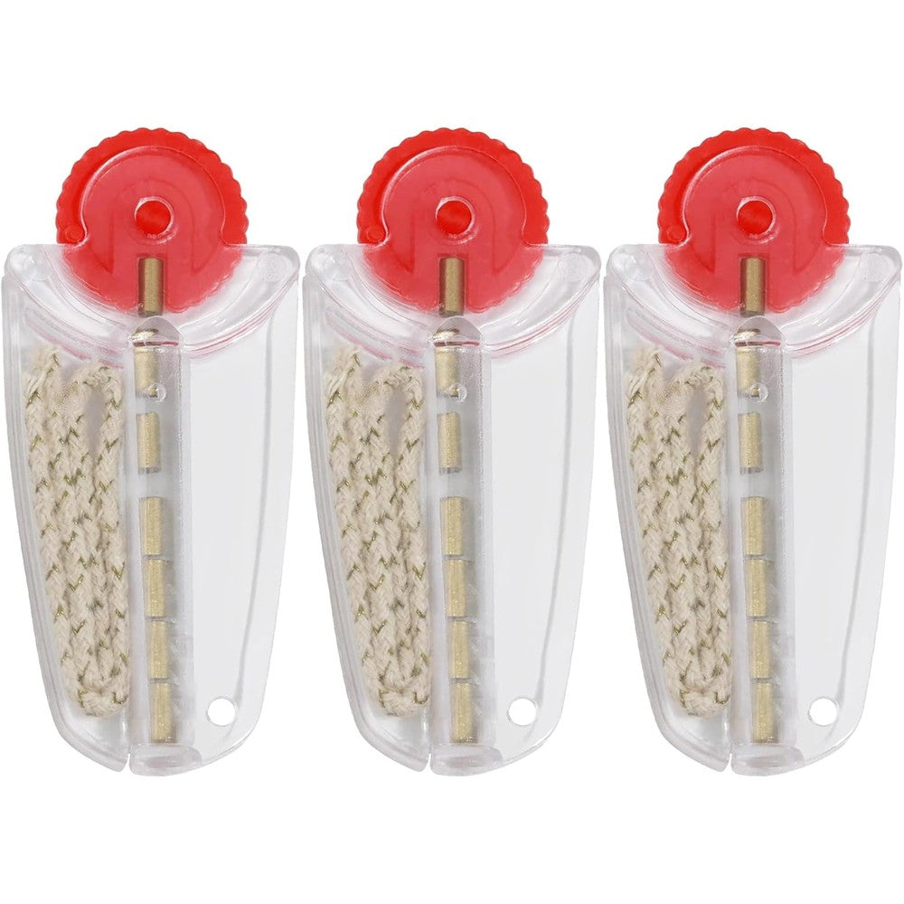 DEWEL lighter wick flint and cotton material pack front view showing replacement components for petrol lighters.
