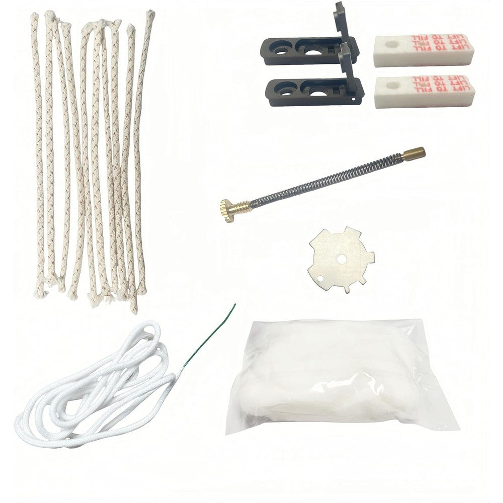 YANGVVIA lighter repair kit front view showing copper cotton wicks and replacement parts