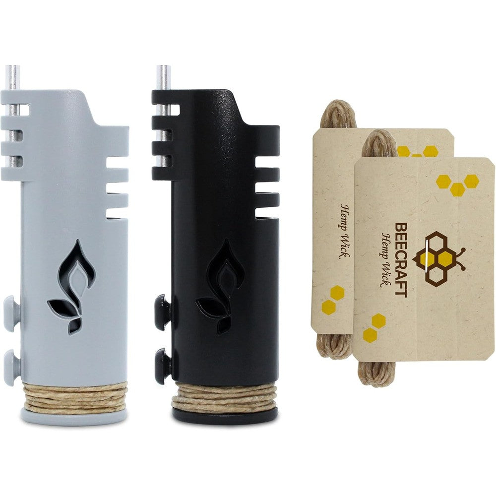 Hemplights hemp wick lighter wrapper two pack front view black and grey cases