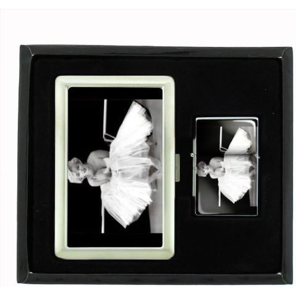 Perfection In Style Marilyn Monroe Ballet gift set front view featuring vintage lighter and case.
