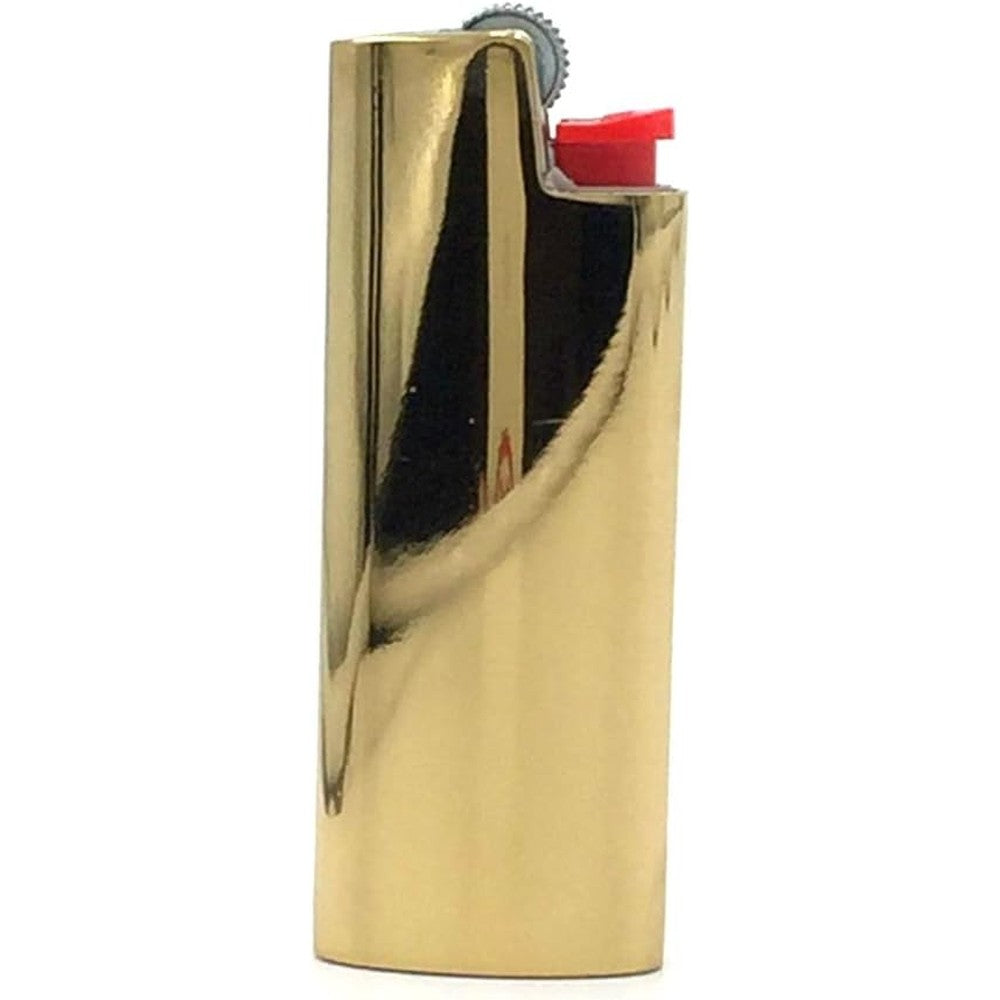 Lucklybestseller gold metal lighter case front view showing polished mirror finish for premium lighter protection