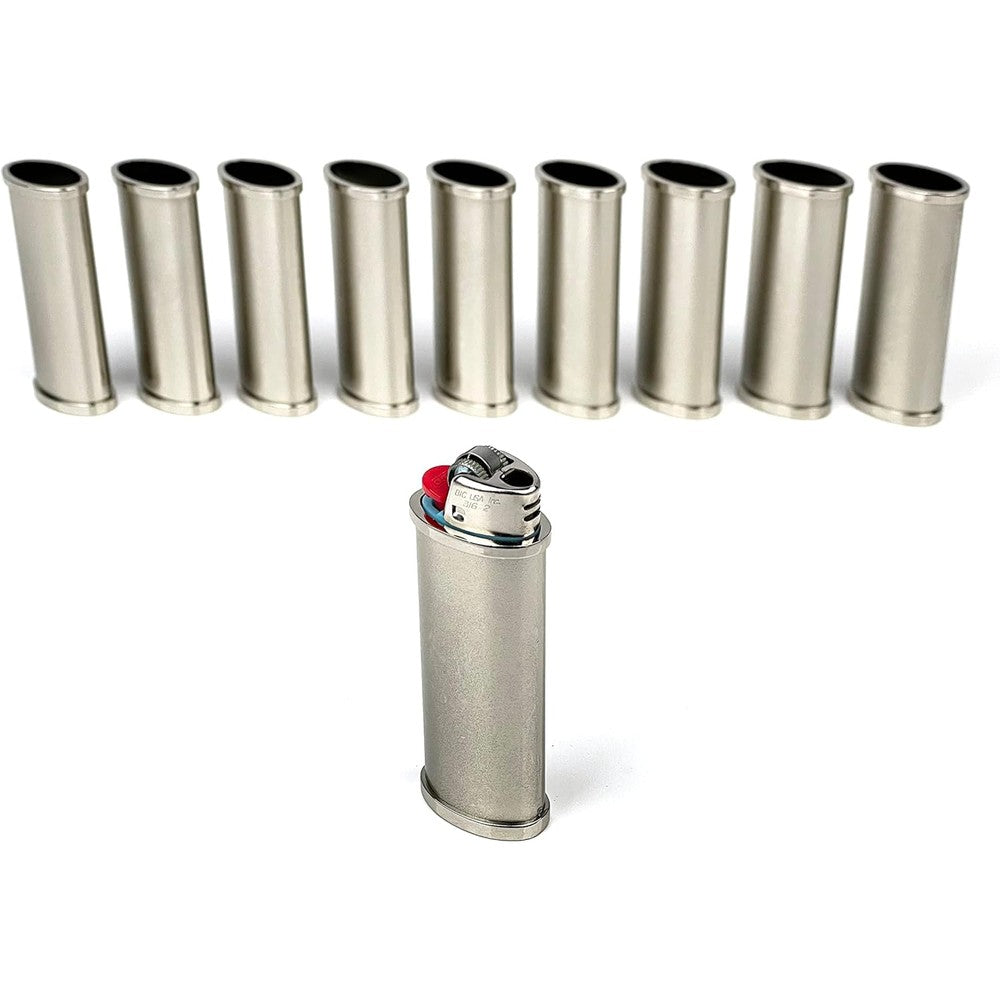 DIY Luxury Silver Metal Lighter Case front view pack of ten customizable sleeves