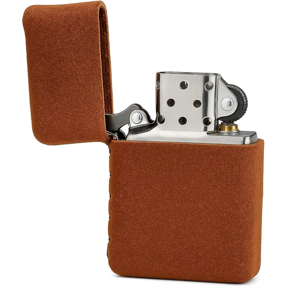 IN SELECT leather lighter case classic size front view premium brown cover