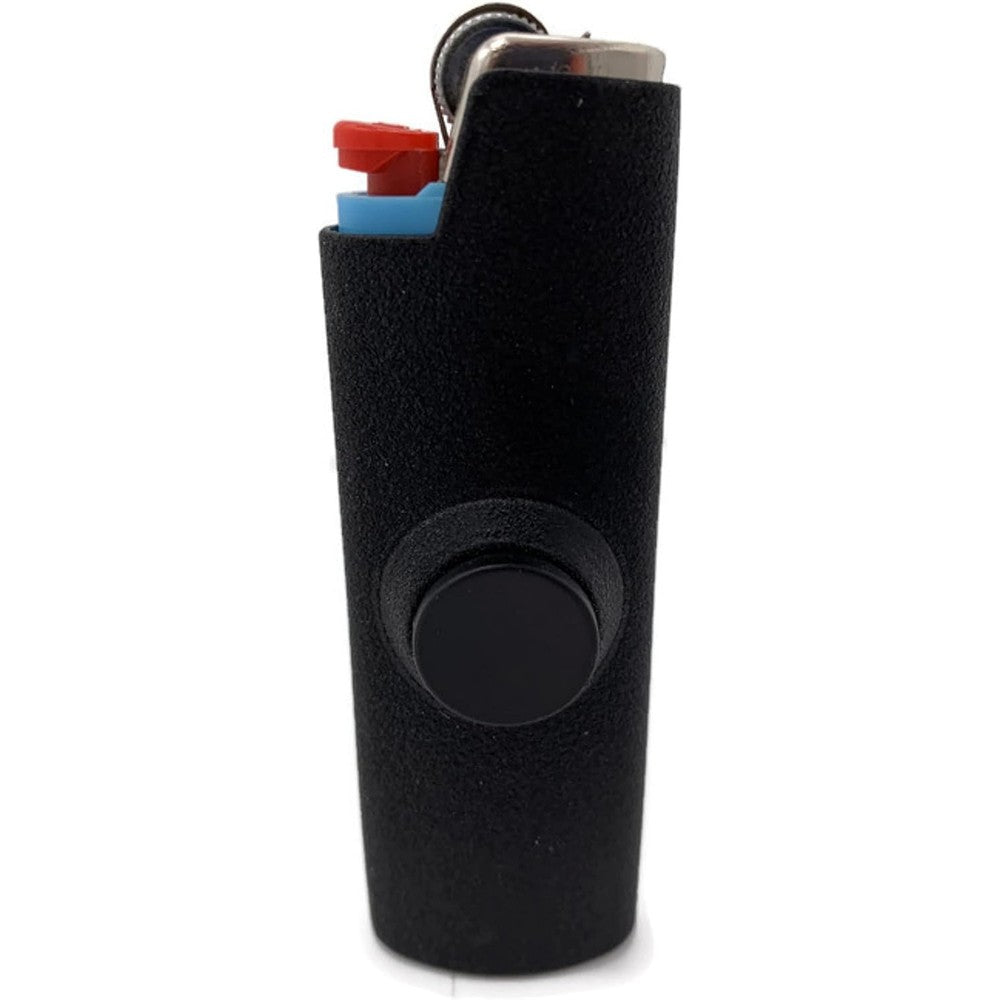 Generic Fidget Spinner Lighter Case in matte black front view showing stainless steel bearing center.