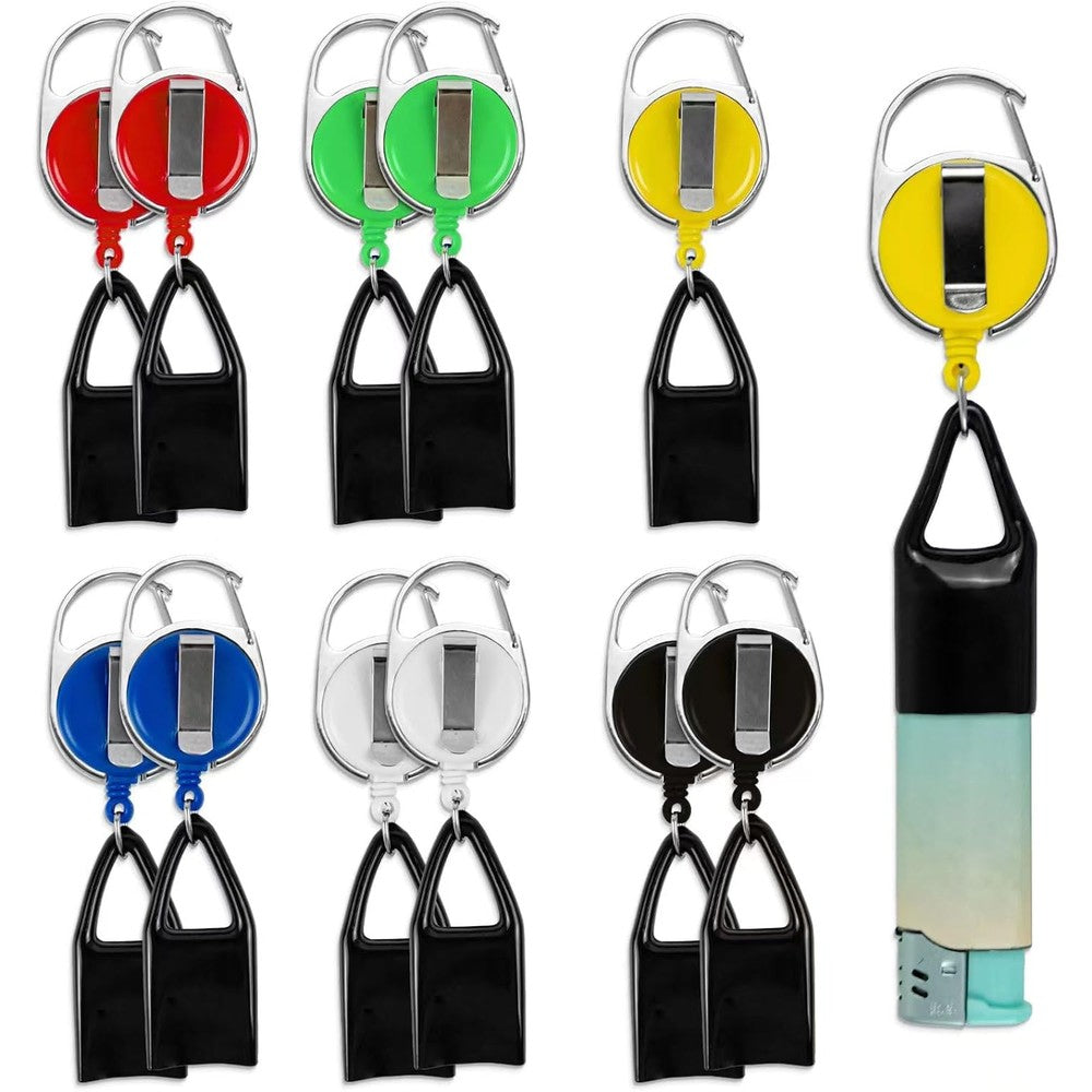 Neetue retractable lighter holder keychain twelve piece multicolor pack front view