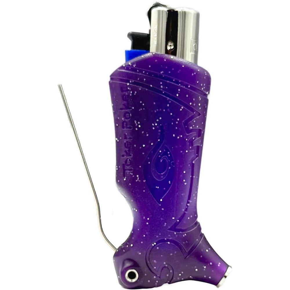 Toker Poker Clipper lighter case multi tool front view purple sparkles design