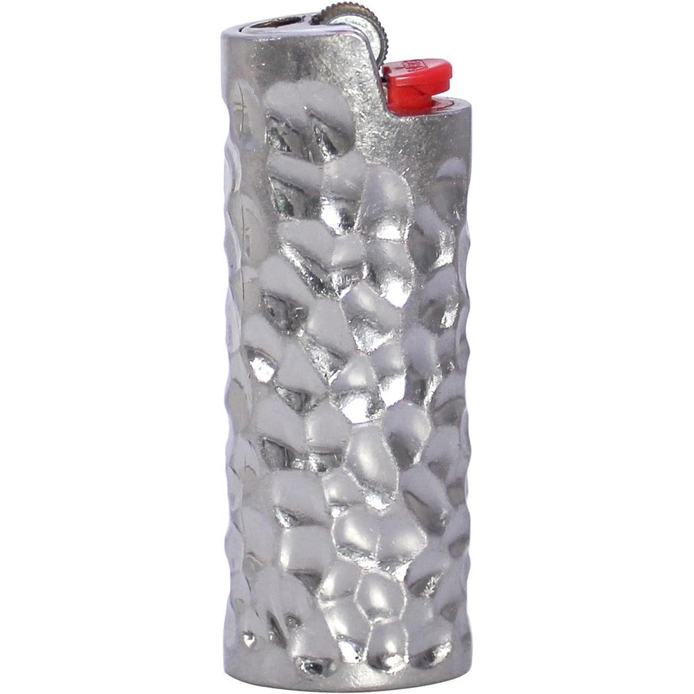 HUMWE vintage metal lighter case silver front view heavy armor protective cover