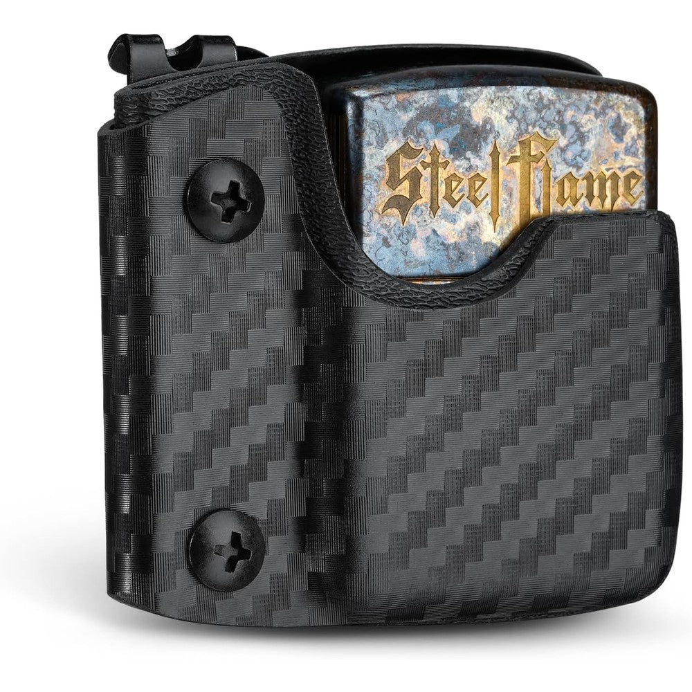 Tactical Geek TX2 Lighter Pouch front view showing carbon fiber grain texture