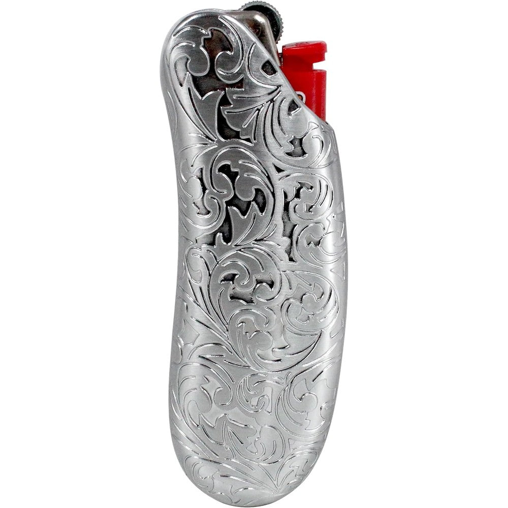 HUMWE vintage metal lighter case silver front view