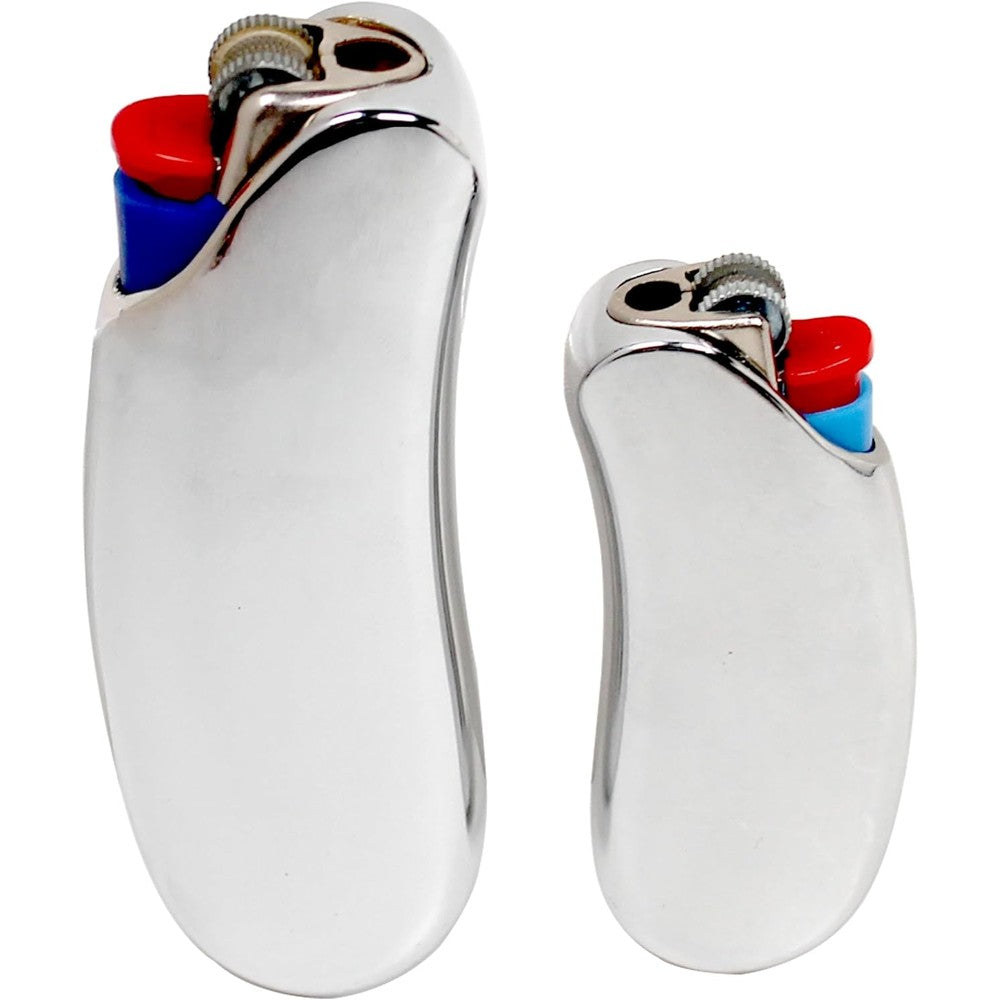 HUMWE heavy duty banana shape metal lighter case front view premium silver protective sleeve