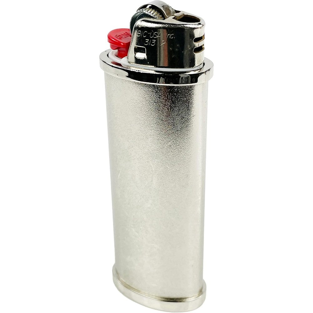 DIY Luxury metal lighter case cover silver front view