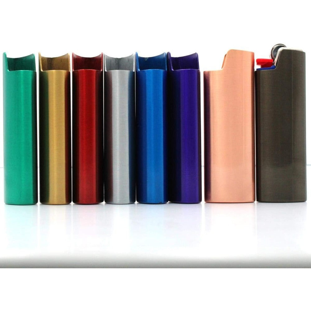 Lucklybestseller metal lighter case cover set front view showing assorted colors