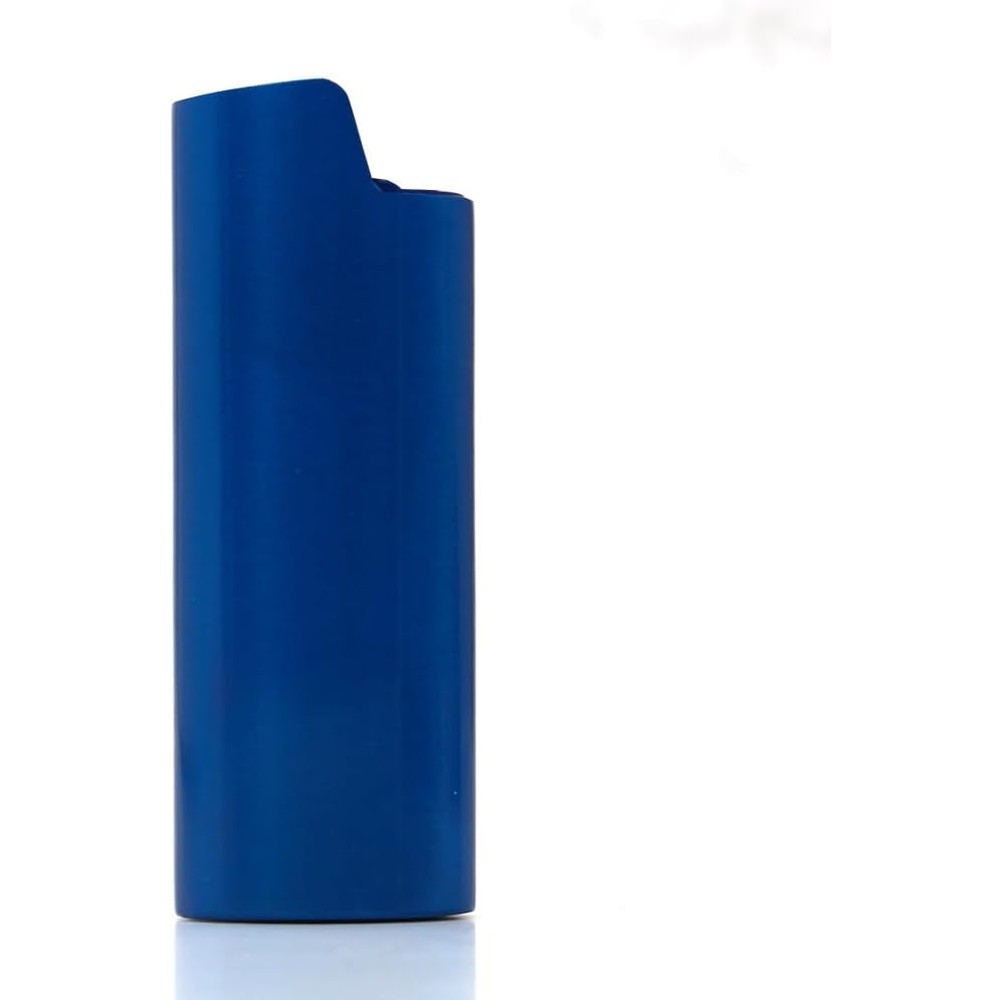 Lucklybestseller metal lighter case matte blue front view pocket accessory