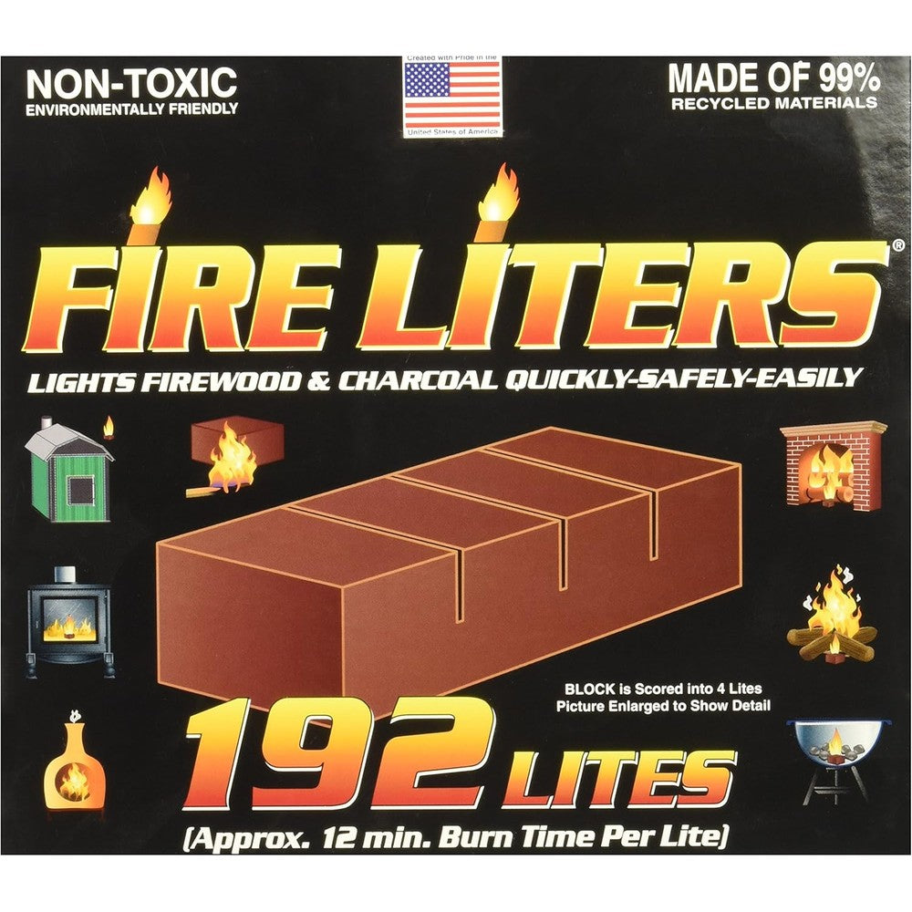Fire Liters 10192 Fireplace Lighter front view authentic USA imported eco friendly fire starter pack.