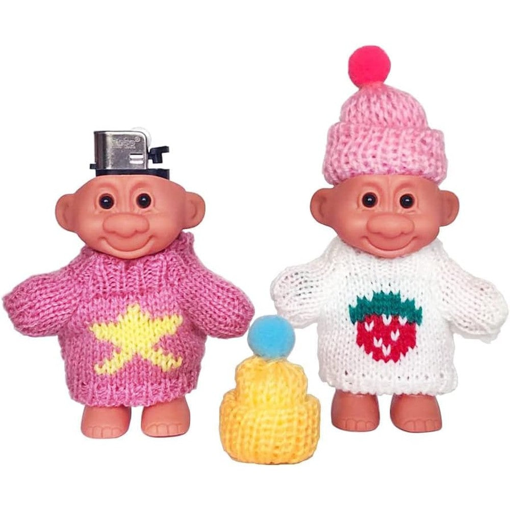 HUMWE cute troll dolls lighter case pink and white front view collectible silicone sleeves