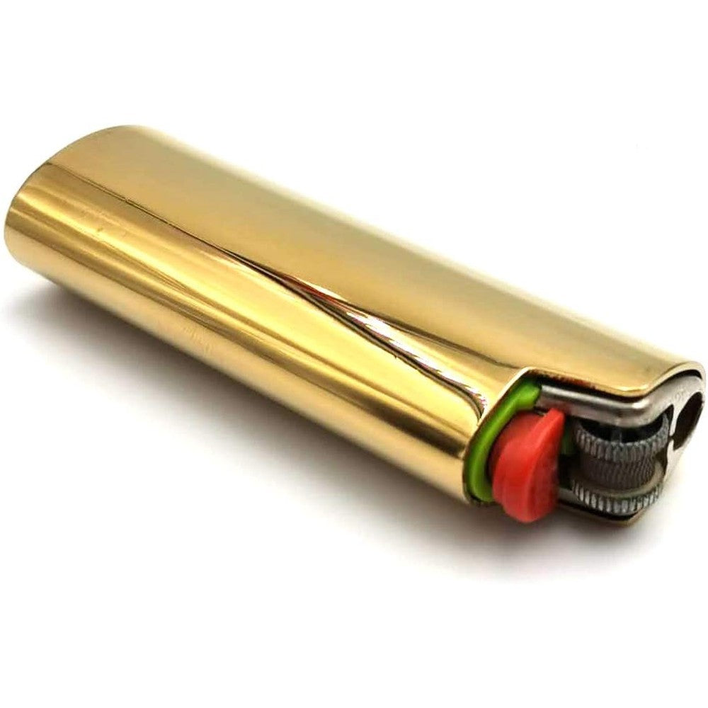 Lucklybestseller metal lighter cover gold front view classic accessory