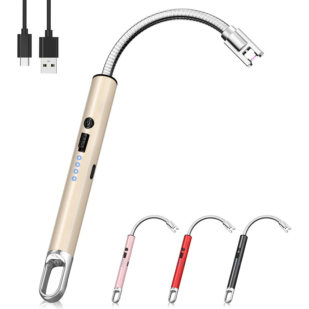 Koulate electric candle lighter front view showing the premium rose gold finish and flexible neck.