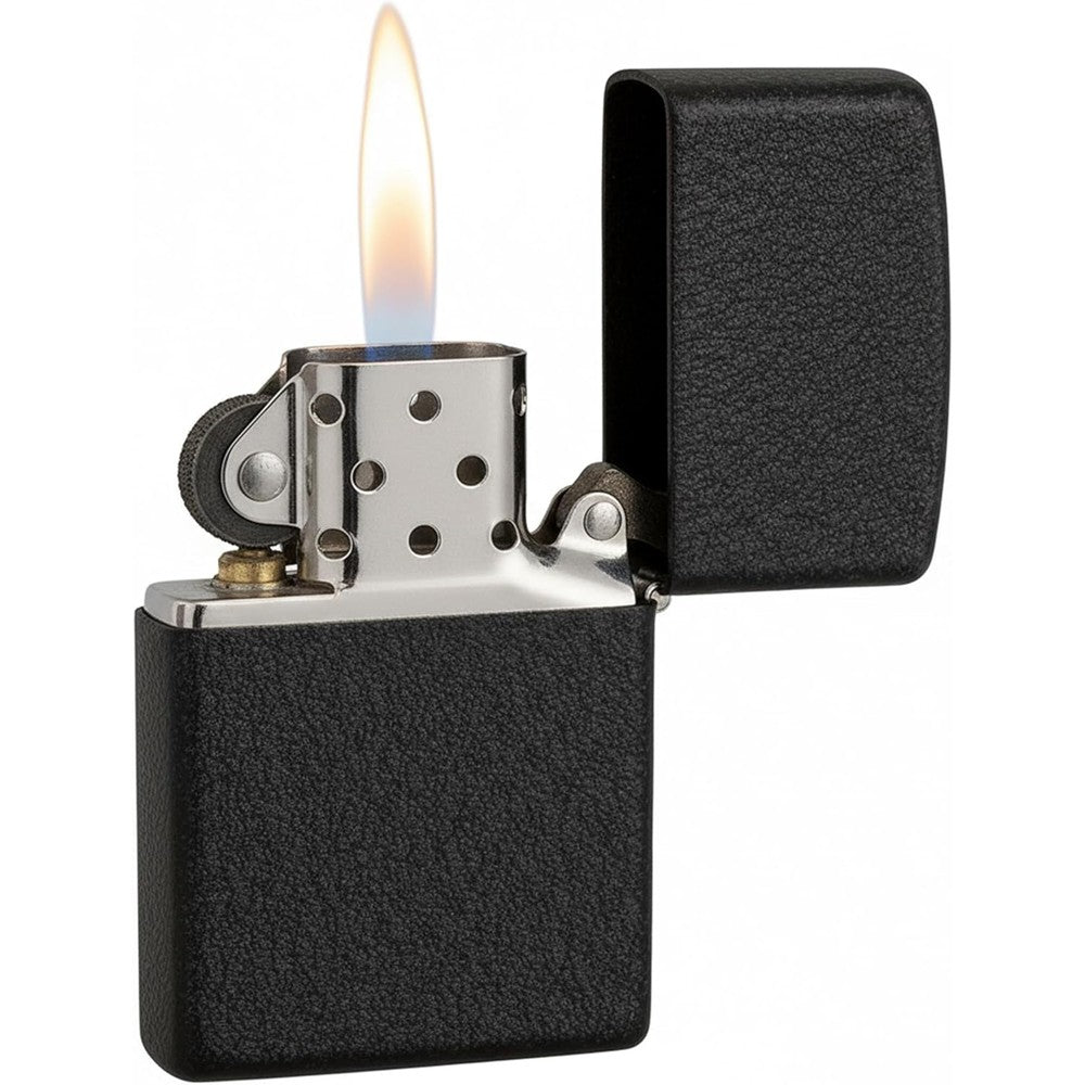 Zippo Classic Black Crackle lighter front view authentic American import