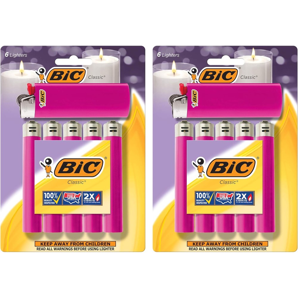 BIC Maxi Pocket Lighter 12-pack front view showing assorted colors