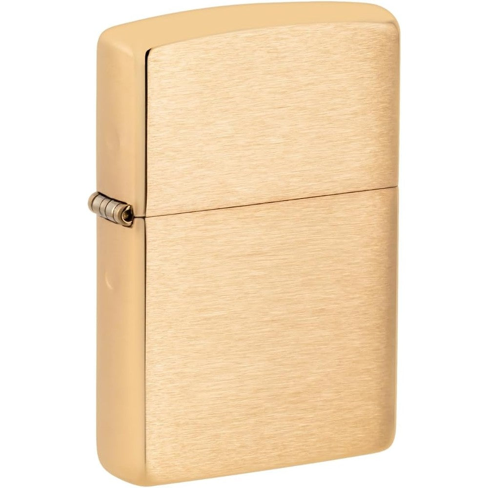 Zippo Classic Brushed Brass Windproof Pocket Lighter front view authentic imported accessory.