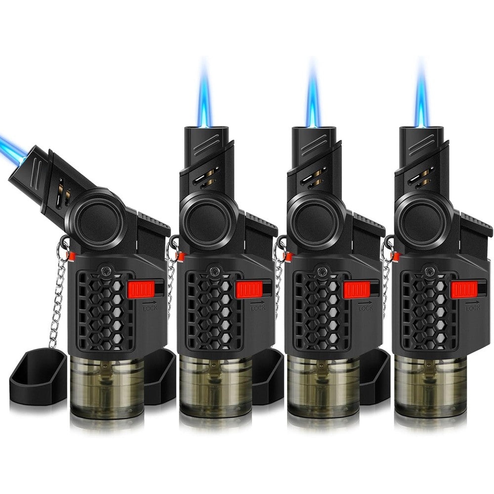 Wanbro rotatable windproof jet torch lighter set front view showing honeycomb design