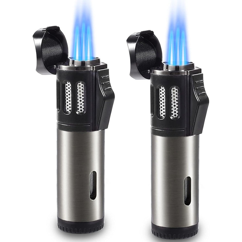 Urgrette Triple Jet Flame Torch Lighter front view for windproof outdoor use.