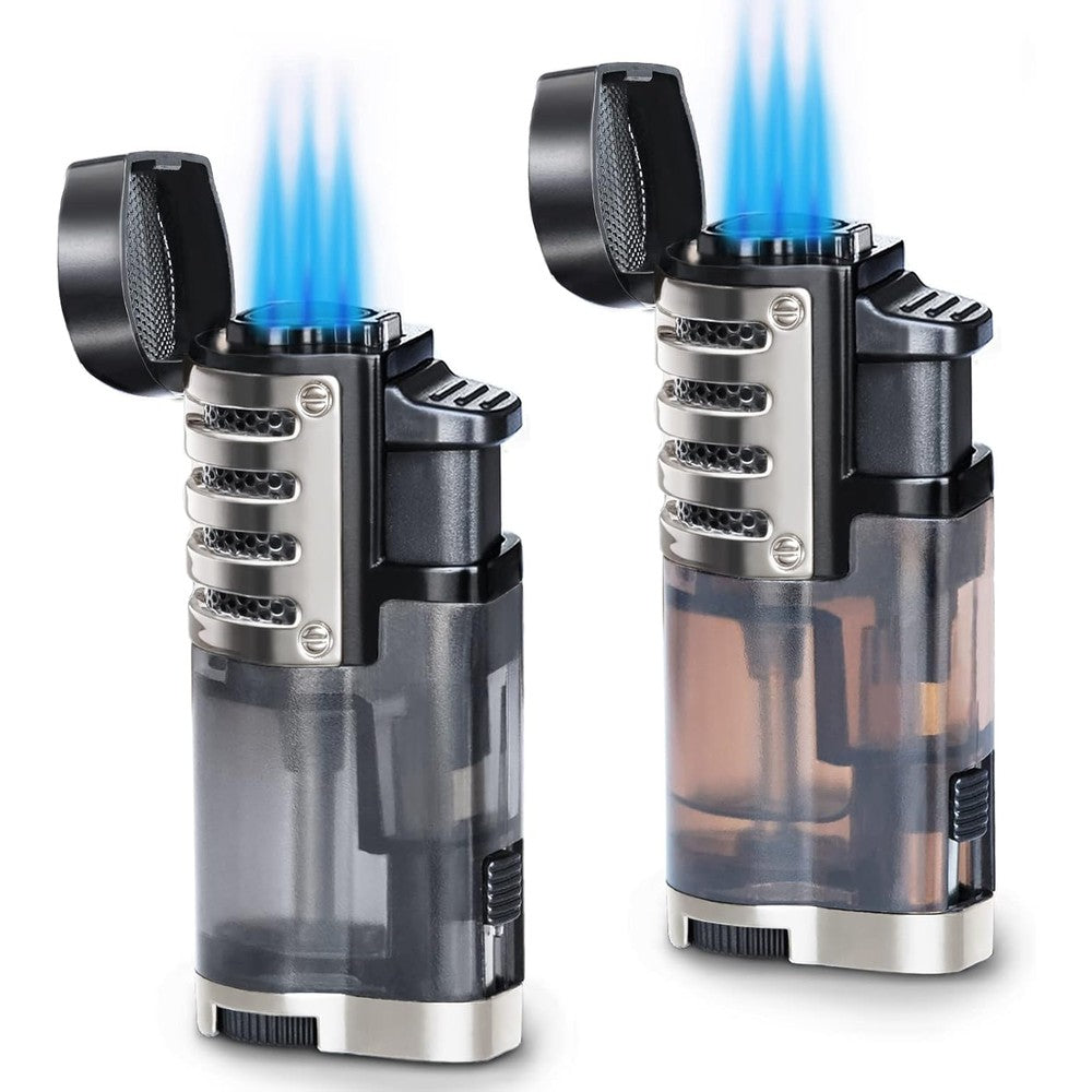 Zoocura Triple Jet Flame Torch Lighter front view showing sleek metal finish.