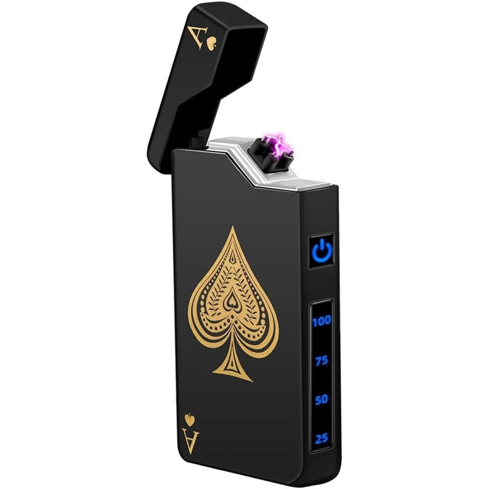 LcFun Electric Lighter Black Ace front view showing Ace of Spades design.