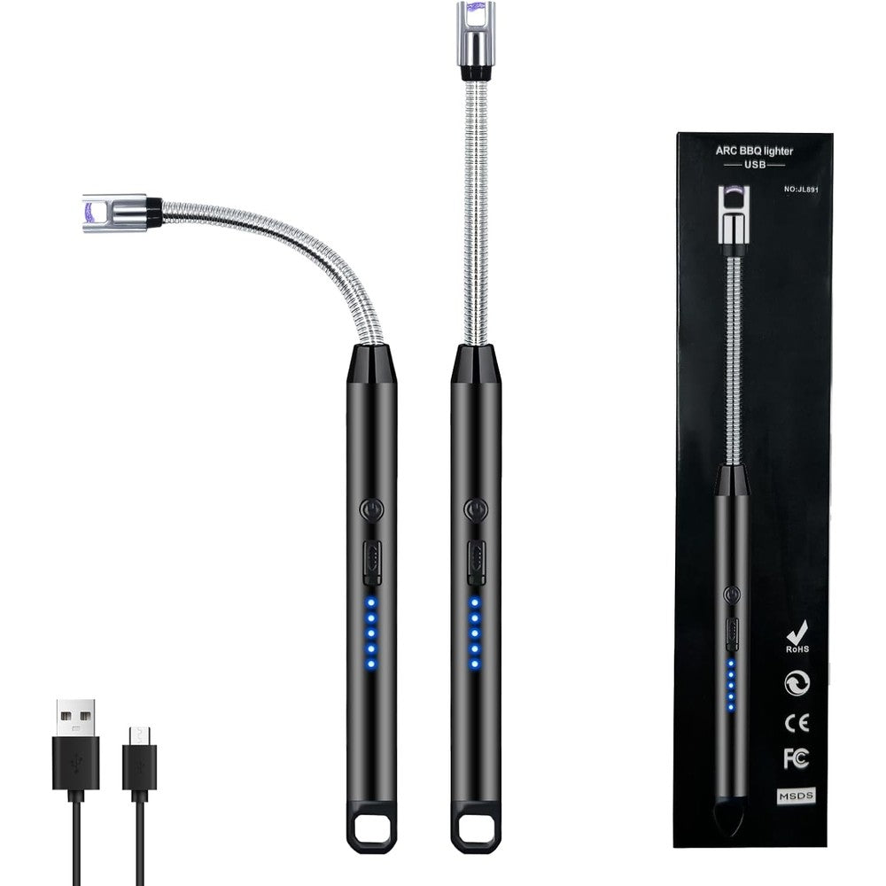 SOYOK 2 Pieces Candle Lighter front view showing sleek black finish.