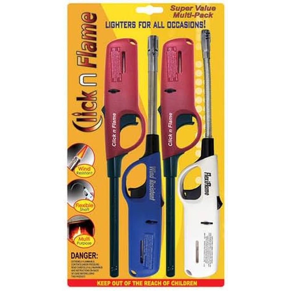 Click-n-Flame Utility Lighter 4-Pack front view multi-purpose tools.