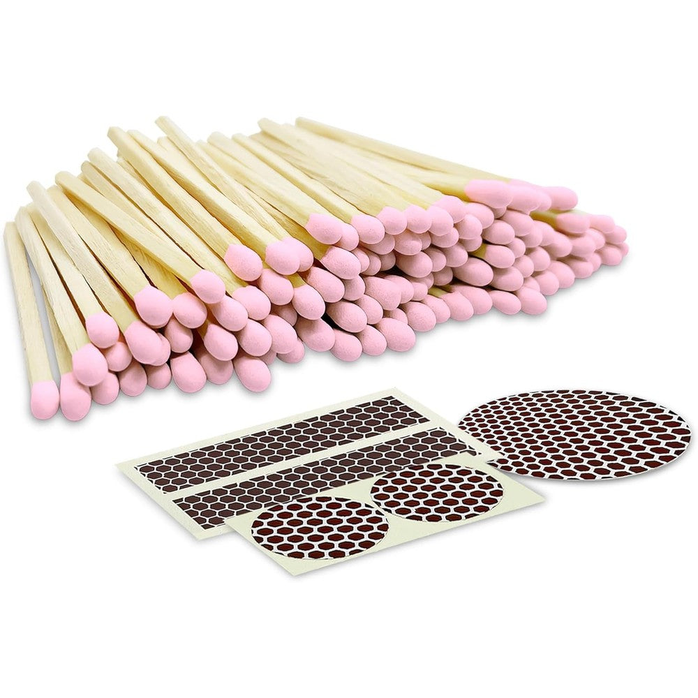 Thankful Greetings Light Pink Tip Safety Matches front view in bulk pack
