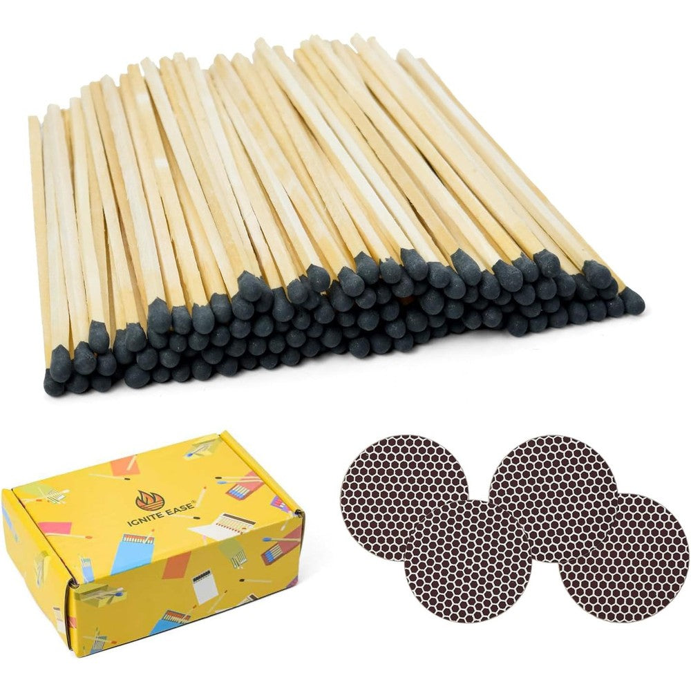 IGNITE EASE three inch black safety matches front view box packaging
