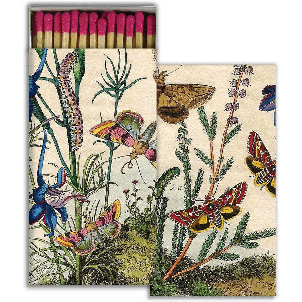 HomArt Prairie Decorative Matchbox front view featuring botanical insect illustration for home styling.