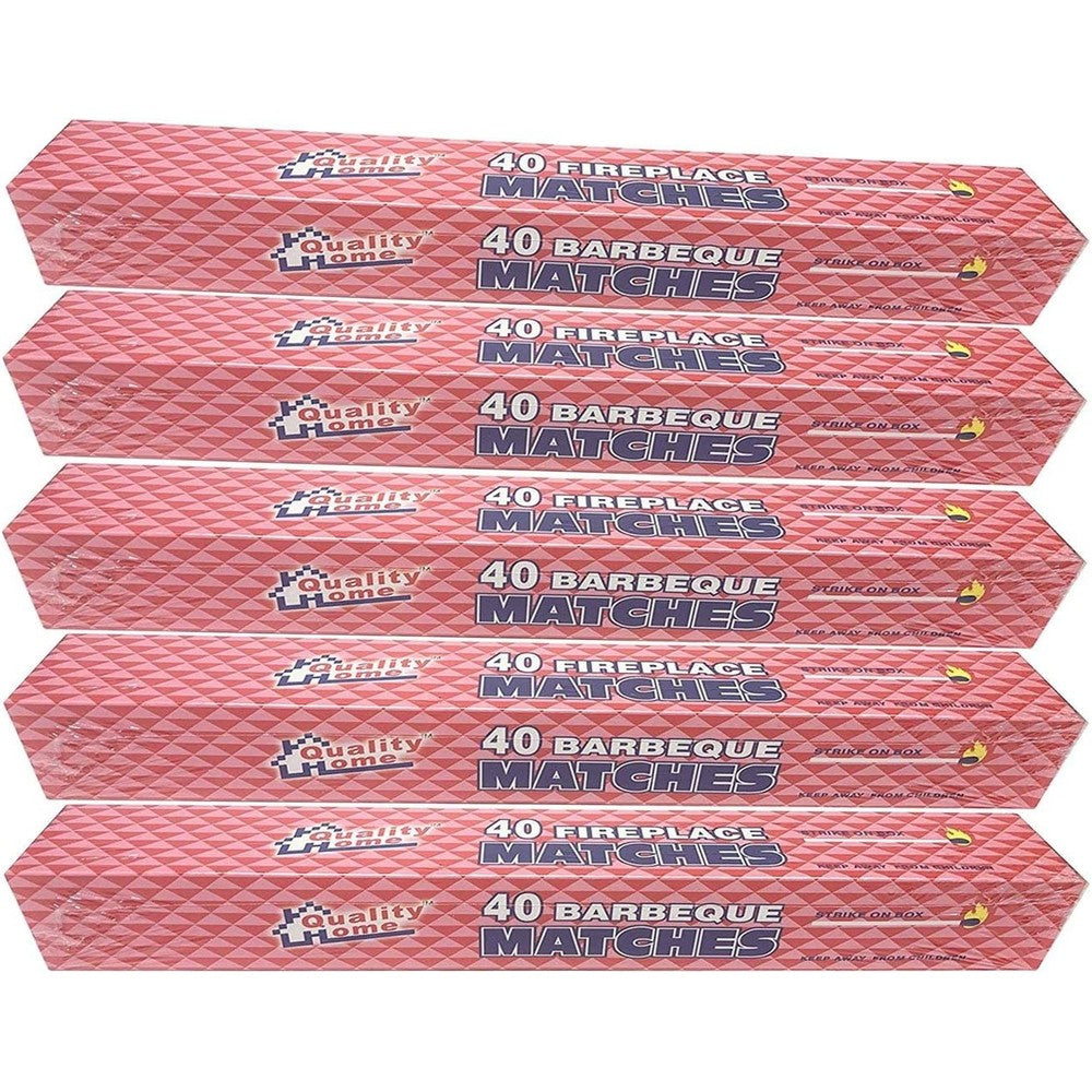 MegaDeal 11 Inch Long Wooden Matches front view of five pack bundle for fireplace lighting.
